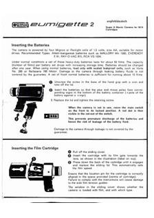 Eumig Eumigette 2 manual. Camera Instructions.